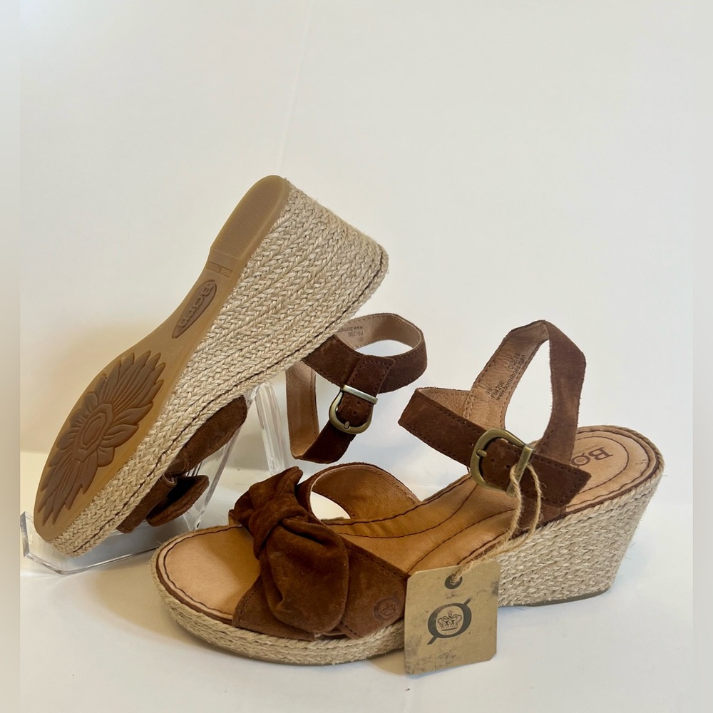Born Monticello Suede Jute-Wrapped Wedge Shoe Women 9M